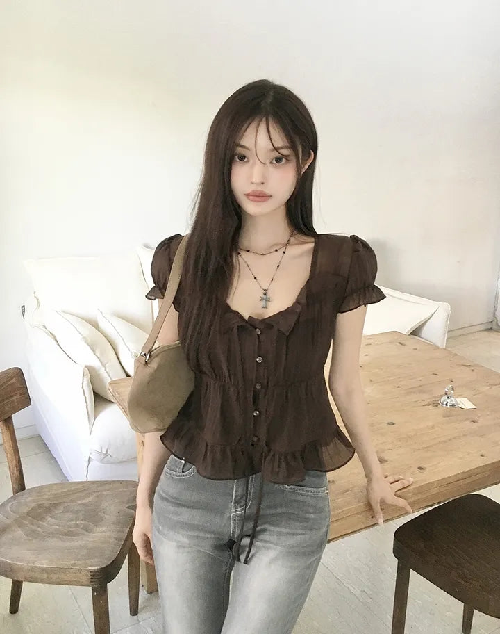 法式質感甜美襯衫
