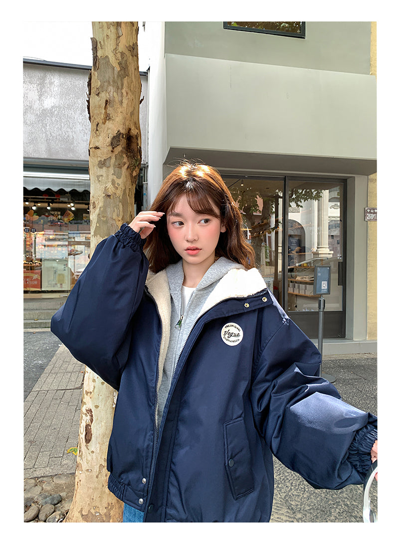 美式復古質感羊羔毛加絨外套