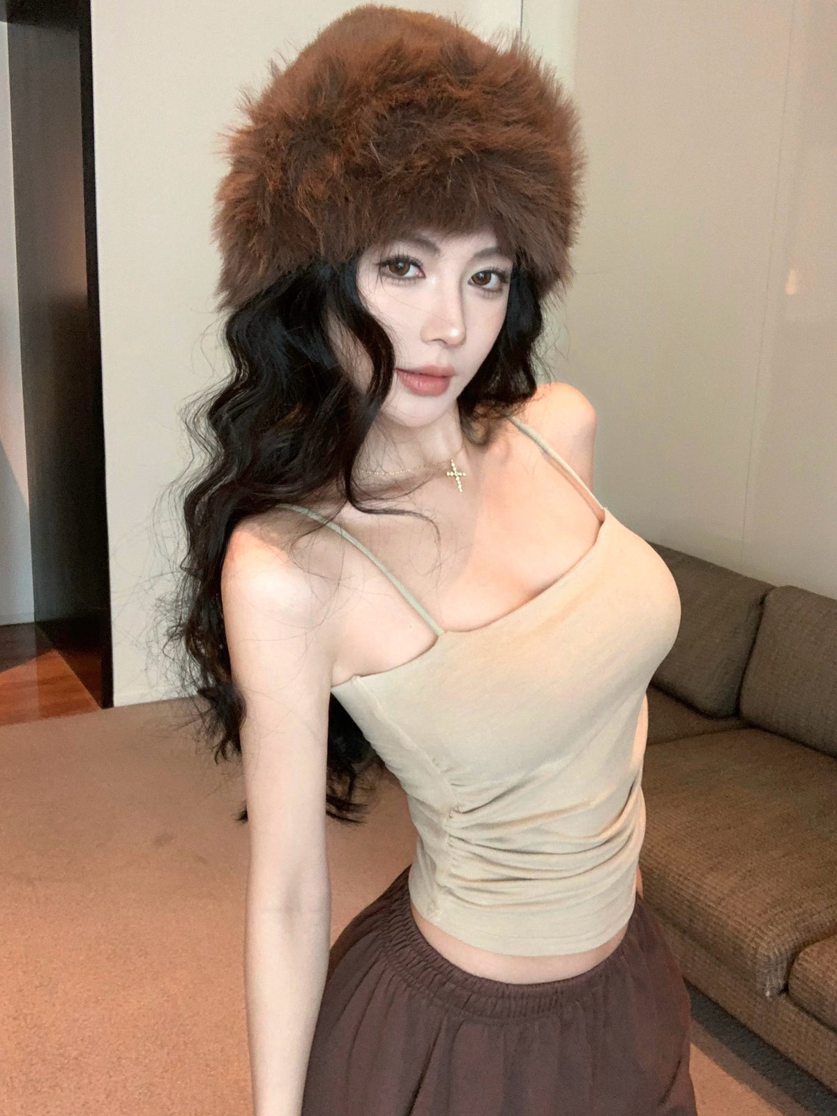 純欲性感吊帶內搭帶胸墊打底衫