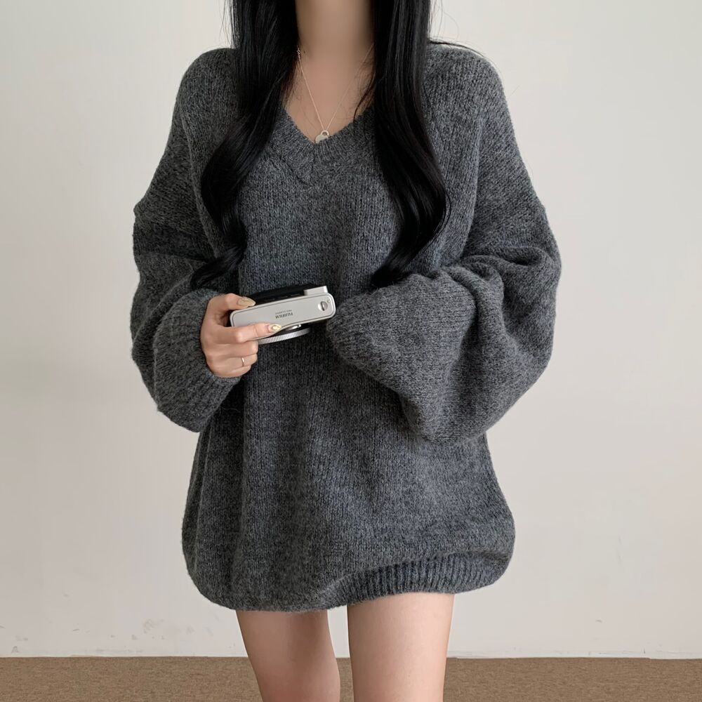 慵懶風寬松針織衫連衣裙