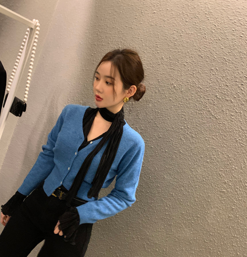 高級感褶皺喇叭袖襯衫