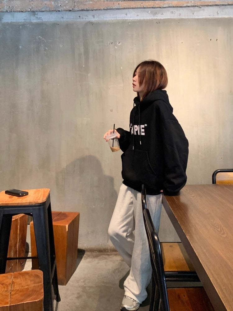 美式字母印花簡約大學連帽T