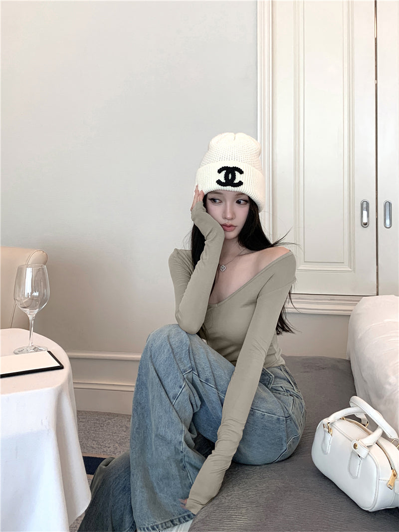高級質感V領修身打底衫
