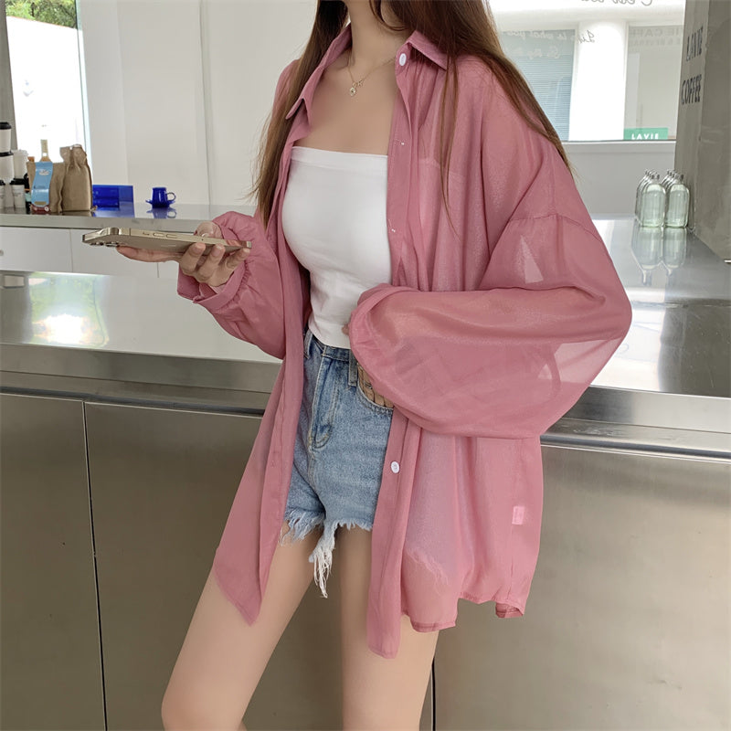 薄款透視高級感珠光防曬衣