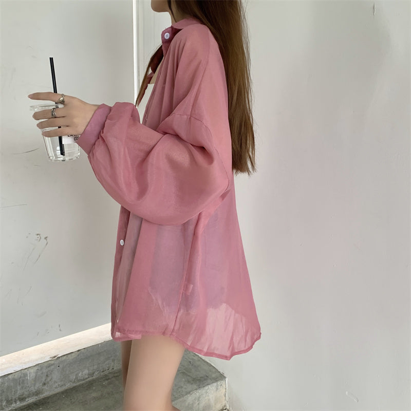 薄款透視高級感珠光防曬衣