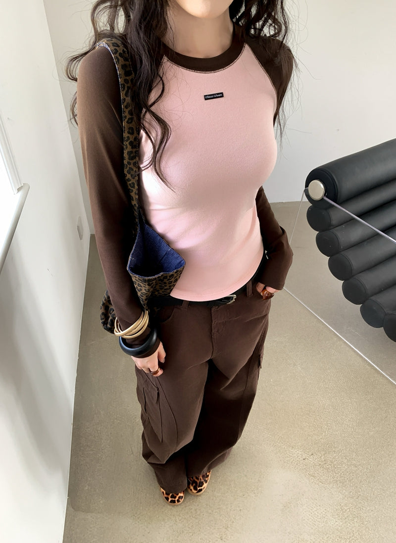 美式復古撞色圓領長袖