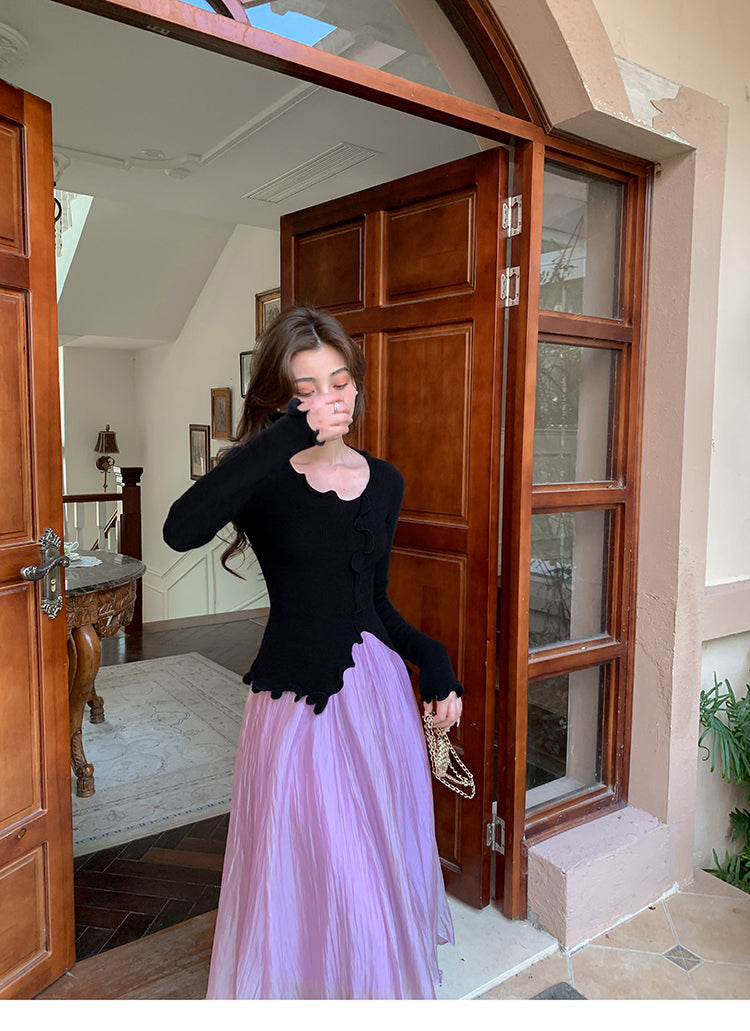 法式氣質不規則針織衫