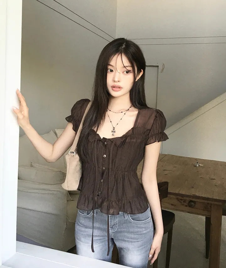 法式質感甜美襯衫