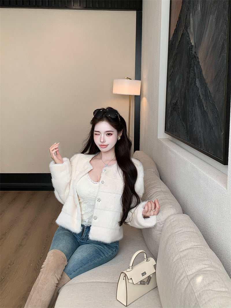 氣質貴婦小香風毛毛氣質外套