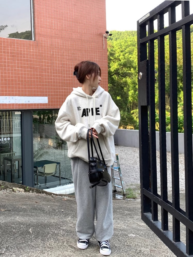 美式字母印花簡約大學連帽T