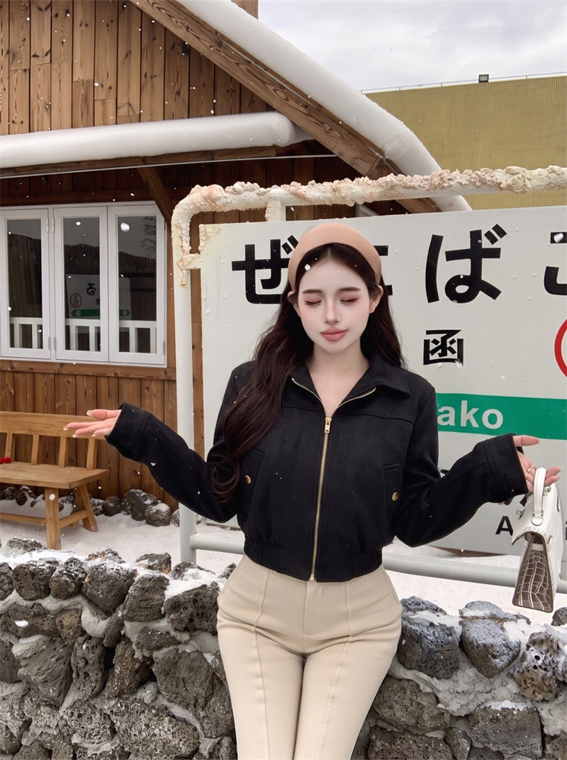 法式復古風翻領寬鬆外套