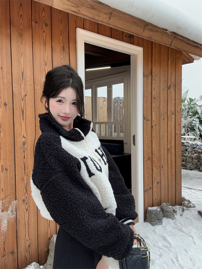 美式辣妹字母高級感寬鬆短款外套