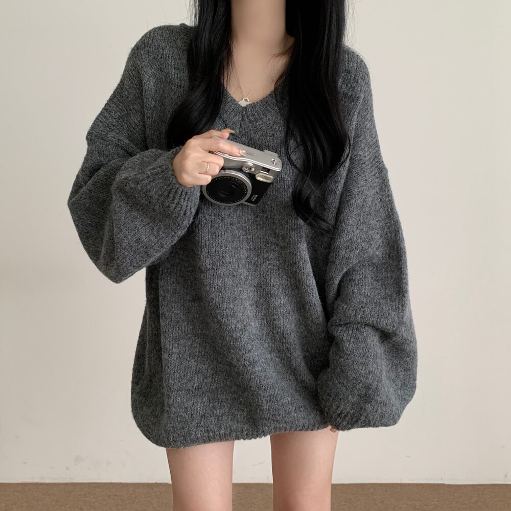 慵懶風寬松針織衫連衣裙