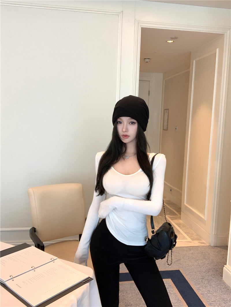 高級質感V領修身打底衫