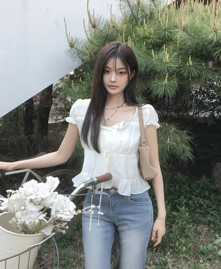 法式質感甜美襯衫