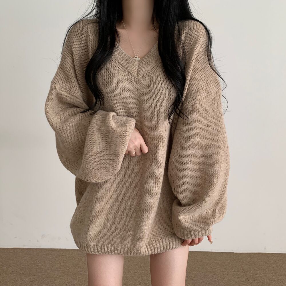 慵懶風寬松針織衫連衣裙