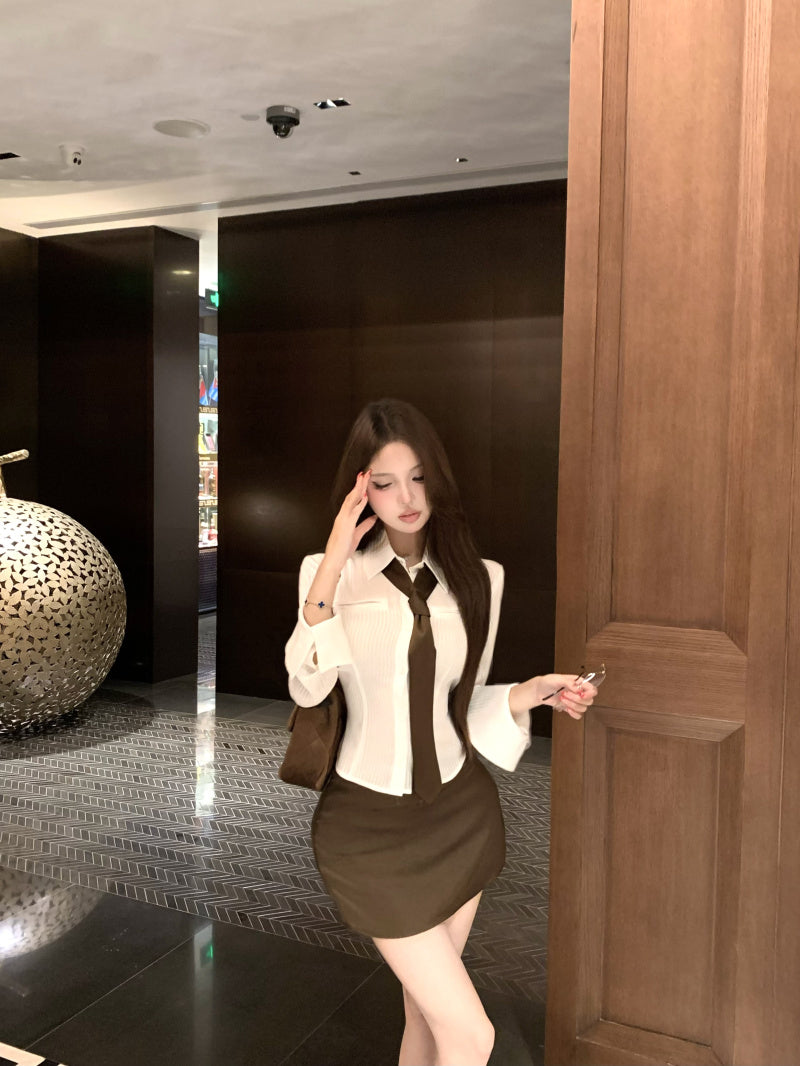 優雅高級感收腰顯瘦條紋襯衫
