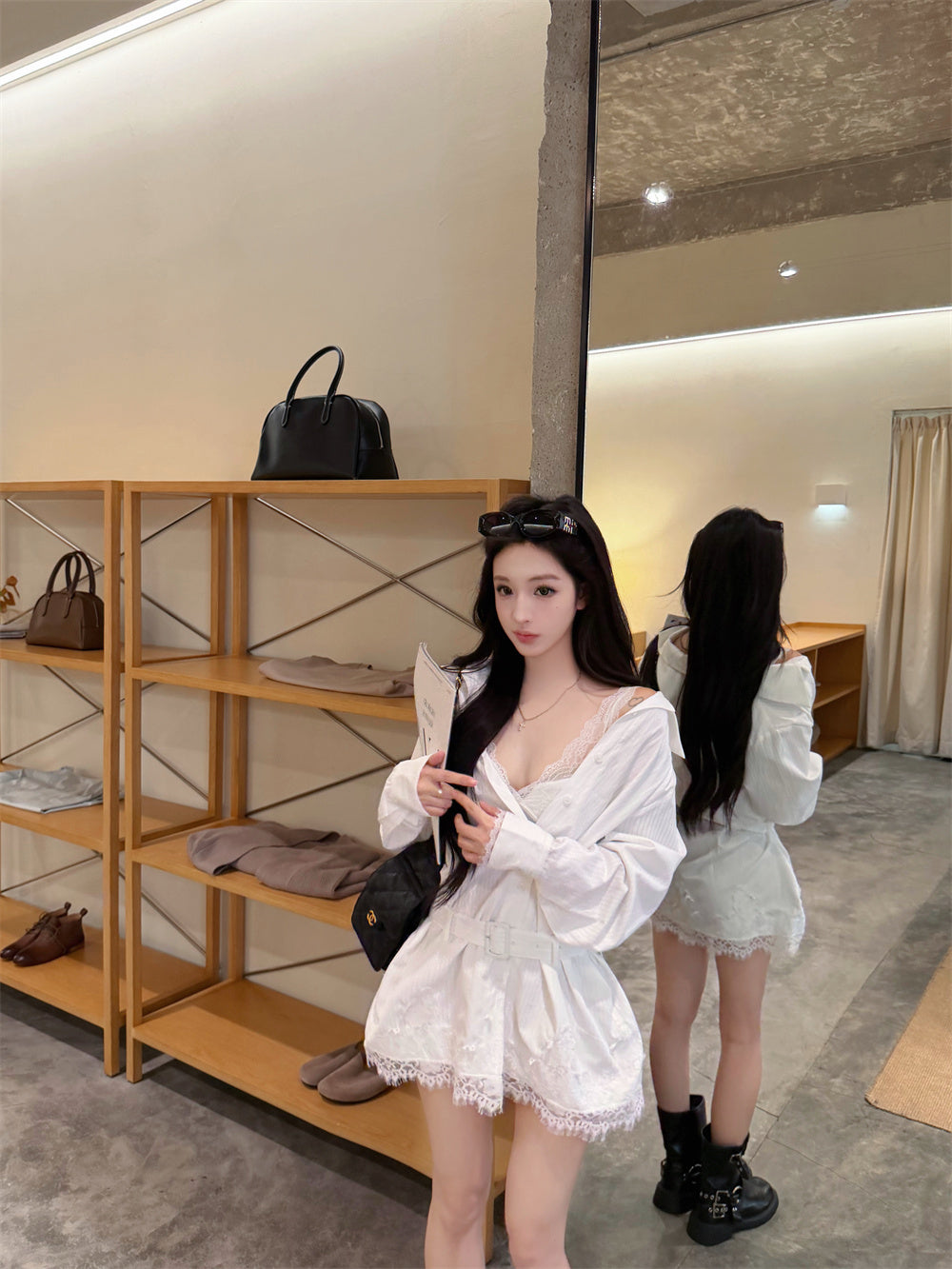韓系溫柔氣質襯衫連衣裙
