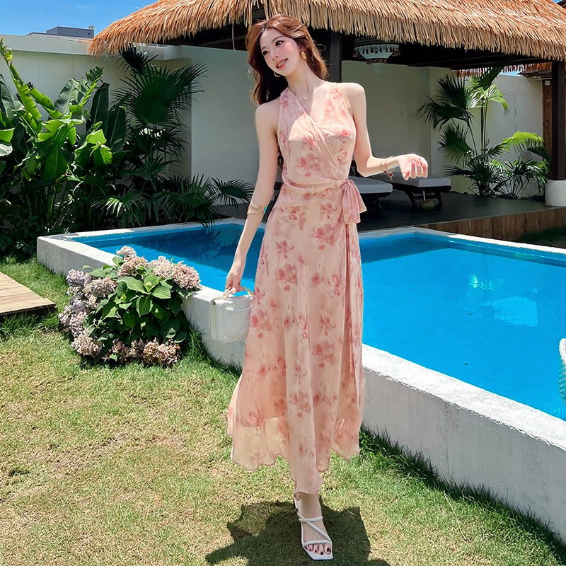 夏季法式優雅碎花連衣裙